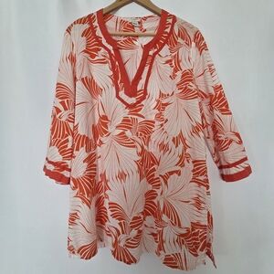 J. Crew Floral Tunic Cover Up Top Orange